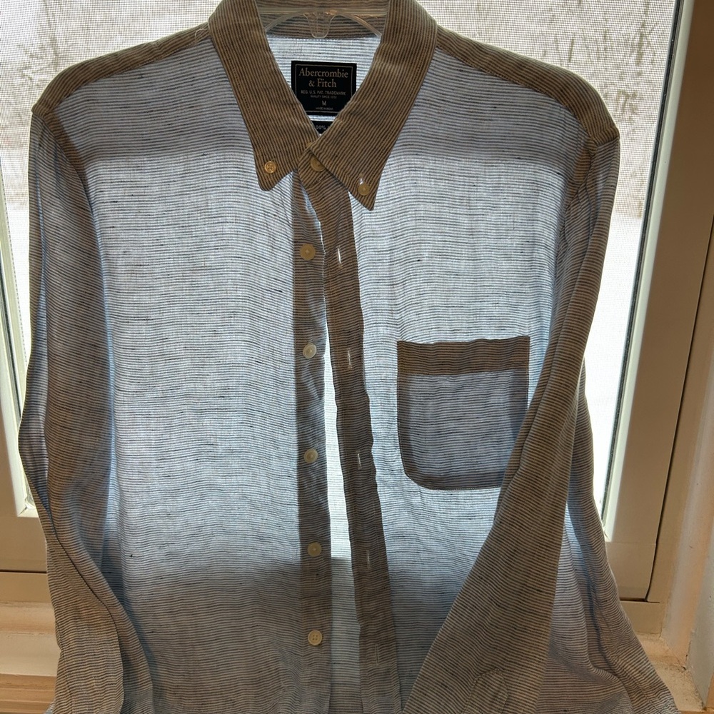 Abercrombie & Fitch Men's Striped Gray Shirt